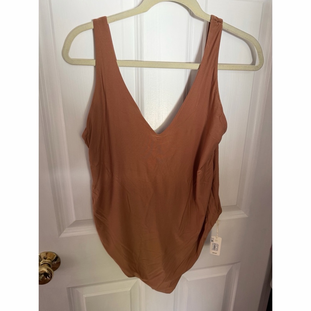 Aerie Brown V-Neck bodysuit